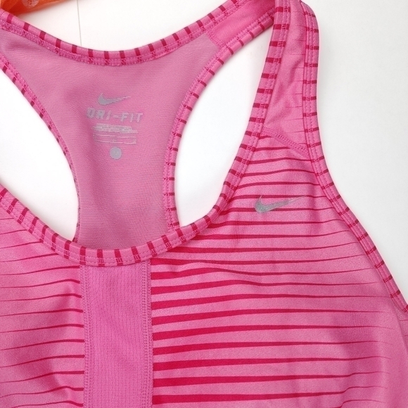 Nike Pink Striped Racer Back Athletic Top Sz M - Picture 5 of 9